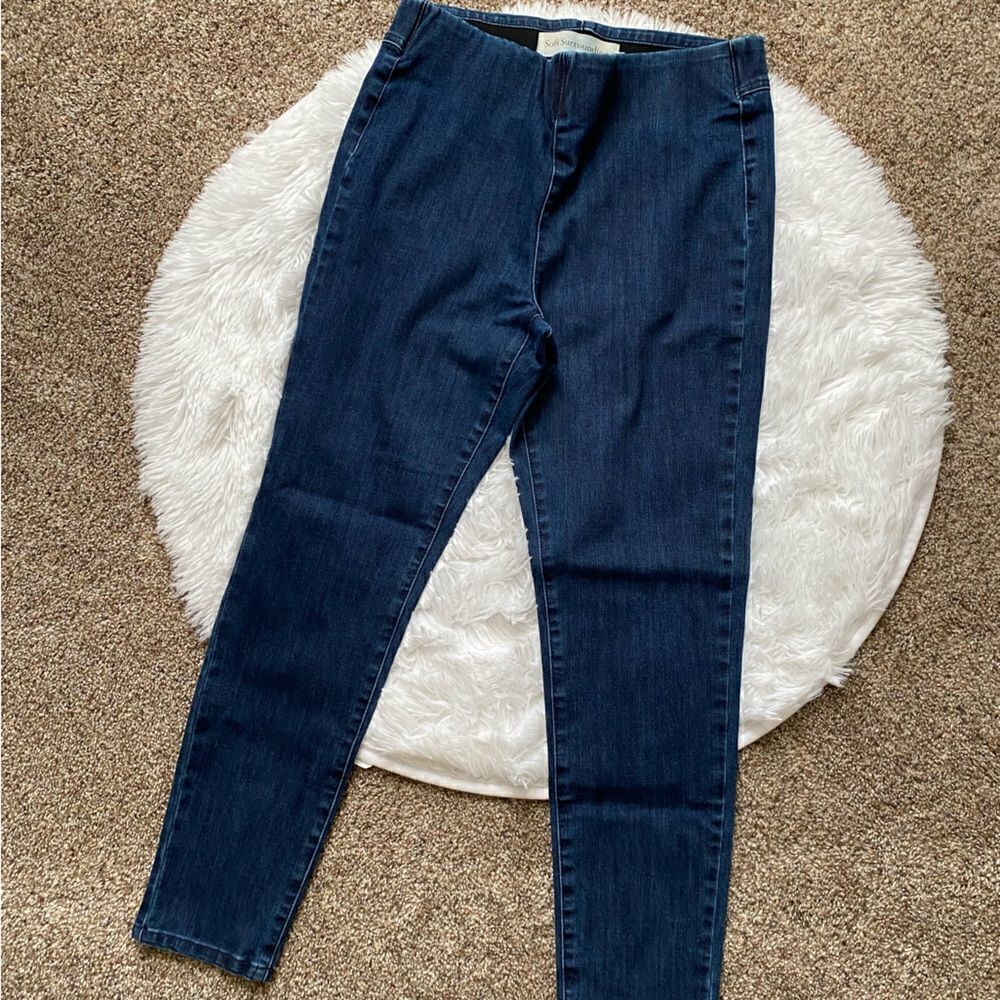 Soft‎ Surroundings Pull On Jeans Blue Elastic Waist Womens Size Medium